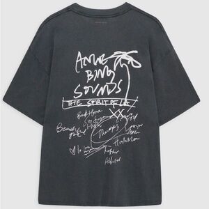Anine Bing Charcoal T-Shirt with White Script